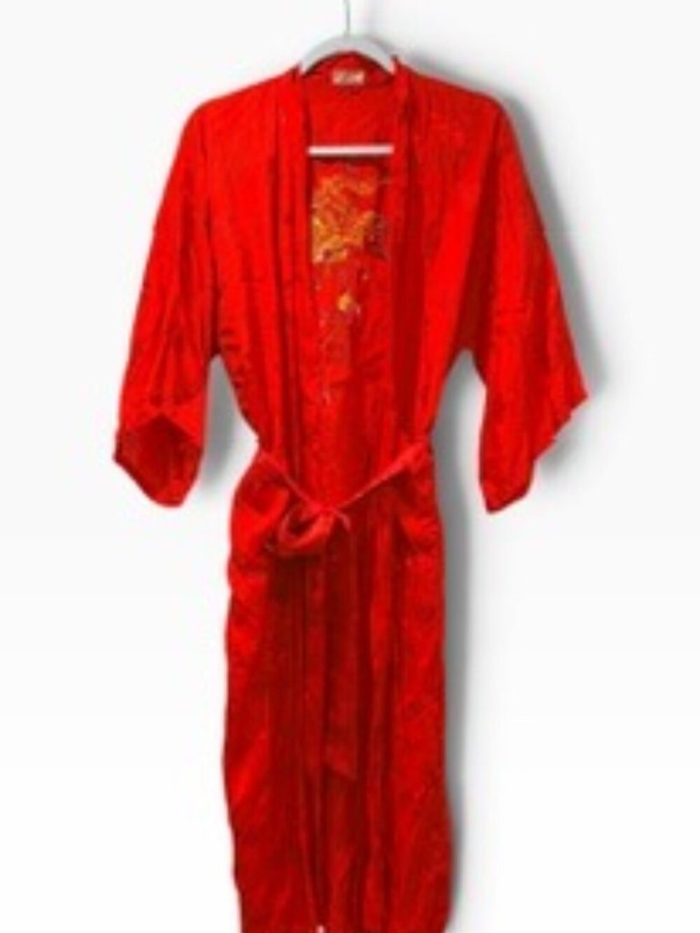 Golden Bee Vintage Embroidered kimono Robe Women's Size S in red